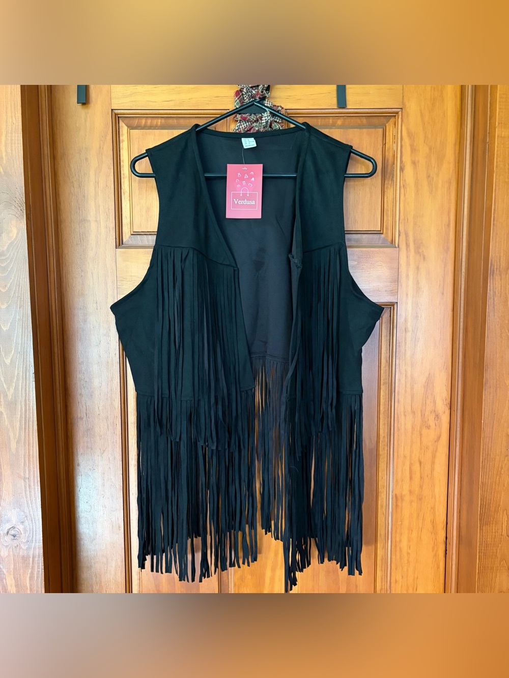 Verdusa Black Fringe Vest Size XL